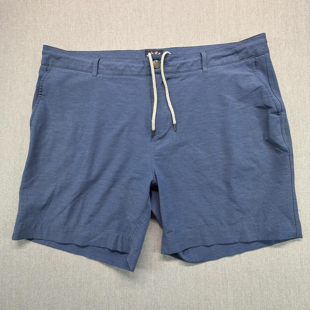Faherty All Day Shorts Men‎ Size 38 Blue Drawstring Stretch Flat Front Pockets
